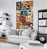 Komar Disney Vlies Fototapete MICKEY BILLBOARD | 120 x 200 cm | Tapete, Wand Dekoration, Collage, Retro, Comic, Kinderzimmer, Kindertapete | VD-054
