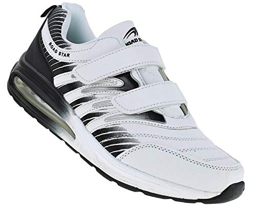 Bootsland Unisex Klett Sportschuhe Sneaker Turnschuhe Freizeitschuhe 001, Schuhgröße:42, Farbe:Weiss/Schwarz