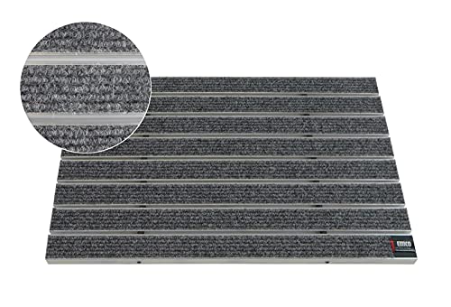 EMCO Eingangsmatte DIPLOMAT Large Rips hellgrau 12mm Fußmatte Schmutzfangmatte Fußabtreter Antirutschmatte, Größe:590 x 390 mm