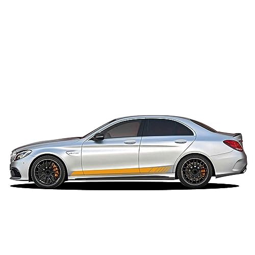 Auto Seitenschweller Aufkleber für Mercedes Benz ACE CLA CLS GLA GLC GLE Class AMG GT W204 W205,Streifen Aufkleber Körper Dekor Grafiken Aufkleber Autozubehör,D-Yellow
