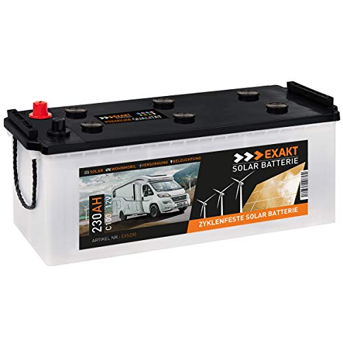 EXAKT Solarbatterie 230Ah 12V Wohnmobil Antrieb Versorgung Boot Mover Photovoltaik Windkraft Batterie (230AH)