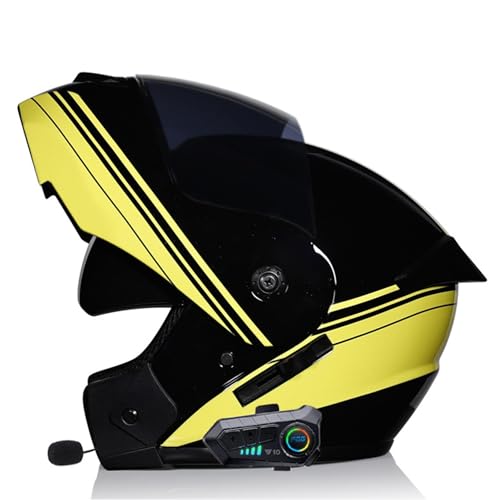 Motorradhelm Bluetooth Klapphelm Mit Doppelvisier Integralhelm Motocross Helm Sturzhelm,Flip Vollvisierhelm Damen Herren ECE Zertifiziert Für Automatische Reaktion 5,M:57-58CM