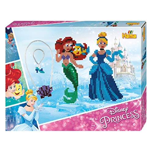 Hama Perlen 7948 Geschenk-Set Disney Prinzessin mit ca. 4.000 bunten Midi Bügelperlen mit Durchmesser 5 mm, 2 Stiftplatten, inkl. Bügelpapier, kreativer Bastelspaß für Groß und Klein