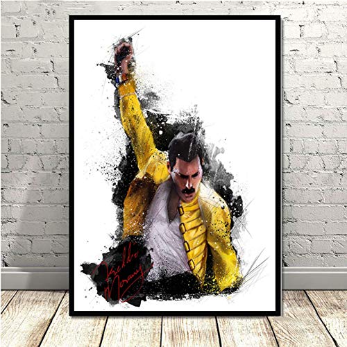JWJQTLD Leinwanddruck Freddie Mercury Queen Musiker Poster Wandkunst Bild Poster Und Drucke Leinwand Malerei Für Room Home Decor