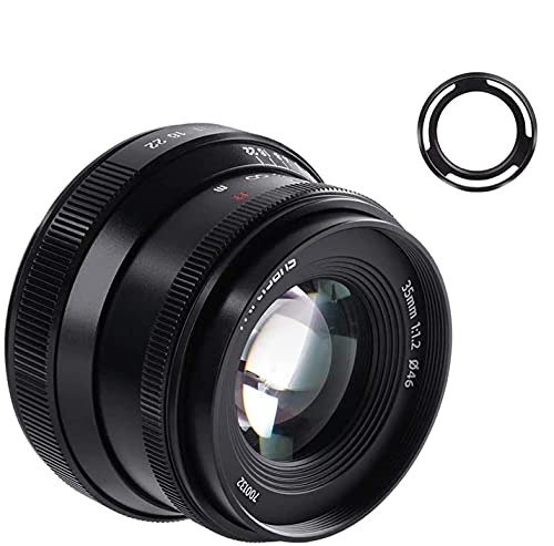 7artisans 35mm f1.2 große Blende Manuelle Fokussierung Standard Prime-Objektiv für spiegellose Fujifilm X-Mount-Kameras X-A1 X-A10 X-A2 X-A3 X-at X-M1 X-M2 X-T1 X-T10 X-T2 X- T20 X-Pro1 (Schwarz)