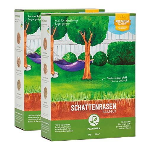Plantura Schattenrasen, 2er-Set, 4 kg, Rasensamen für Schatten, Premium-Saatgut
