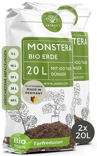 Monstera Erde 40 L - Aus 100% nachwachsenden Rohstoffen - Erde für Monstera Grünpflanzen - Grünpflanzenerde für Monstera Pflanzen