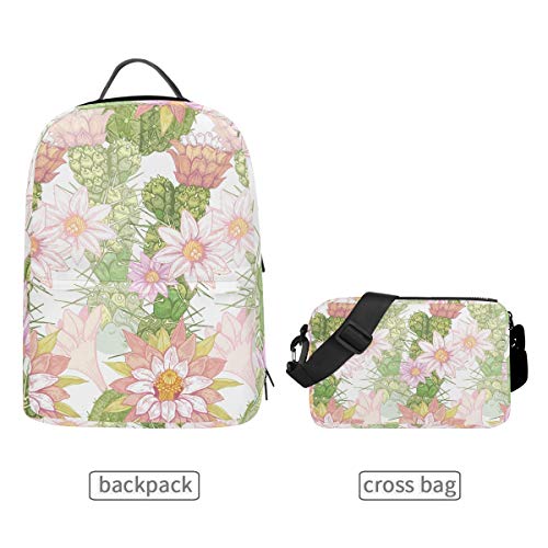 FAJRO Reiserucksack mit Abnehmbarer Tasche mit Blumenmuster, Rosa
