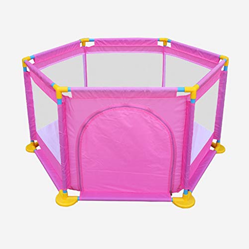 Laufgitter Baby Laufstall, Kinderspielzaun Tor Tragbare Kleinkinder Indoor Outdoor Playard Kinder Leitplanke Sicherheit Krabbeln (Color : Pink)
