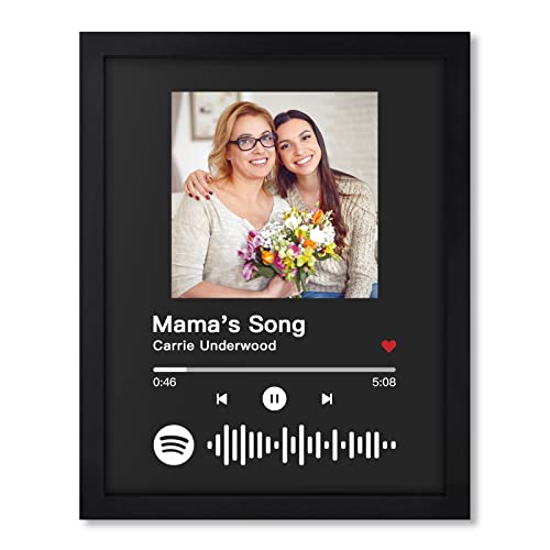 KEYE Spotify Bild mit Rahmen - Song Cover Glas Bild mit Foto - Poster & Kunstdrucke - Personalisierte Geschenke für Mama Partner Freunde Familie - Wohnzimmer Wanddeko(30x40cm)