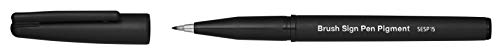 Pentel SESP15-AX Brush Sign Pen Pigment mit pigmentierter Tinte, Faserschreiber, pinselähnliche Spitze, schwarz, 12 Stück