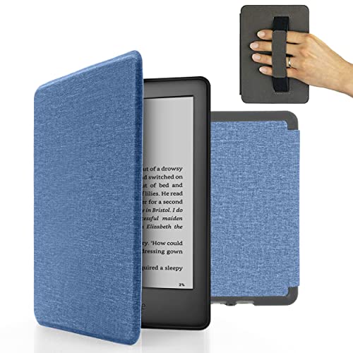 MyGadget Hülle für Amazon Kindle Paperwhite 10.Generation (Modell 2019 - J9G29R - 6 Zoll) mit Handschlaufe & Auto Sleep / Wake Funktion - Flip Case in Hell Blau