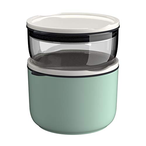 like. by Villeroy & Boch – ToGo & ToStay - Lunchbox-Set, 2-teilig, Glas, rund, Grau/Mintgrün