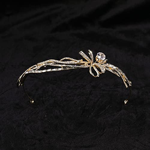 Haarschmuck Crown Braut Haarschmuck Strass Stirnband Kopfschmuck Laufsteg Studio Stirnband Hochzeitskleid und Make-up Super Fee Brautkrone,G4384 gold