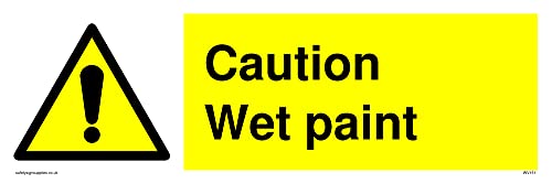 L31 Warnschild mit Aufschrift"Caution Wet Paint", 300 x 100 mm, 5 Stück