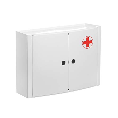 TATAY 4480209 Medizinschrank, horizontal, 2 Türen, aus Kunststoff, weiß, 46 x 15,5 x 32 cm