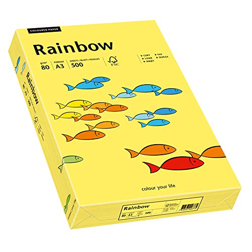inapa Papyrus 88042346 Drucker-/Kopierpapier farbig, Bastelpapier: Rainbow 80 g/m², A3, 500 Blatt, gelb