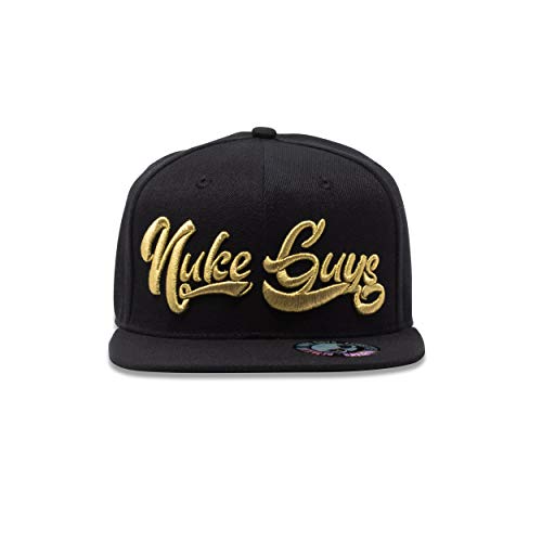 Nuke Guys Snapback Cap Gold Rush, Premium 6 Panel Snapback Straight Cap, Unisex Kappe, Mütze mit hochwertiger 3D Stickerei und Snap Verschluss, schwarz/Gold