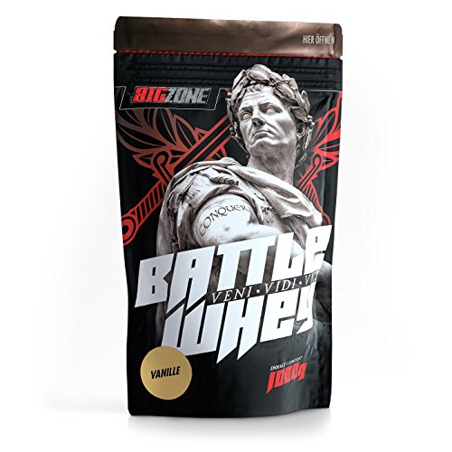 Big Zone BATTLE WHEY | Whey Protein Concentrate Eiweiss | Lecker Qualität Made in Germany | 1000g 1KG Pulver (Vanille)