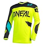 O'NEAL | Motocross-Trikot | Enduro MX | Atmungsaktiv, Gepolsterter Ellbogenschutz, Passform für maximale Bewegungsfreiheit | Element Jersey Racewear | Erwachsene | Schwarz Neon-Gelb | Größe XL
