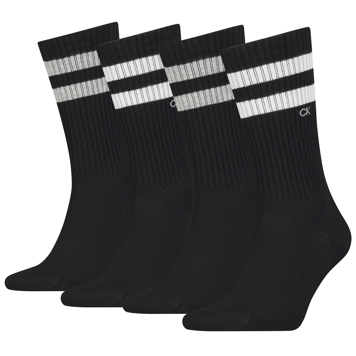 Calvin Klein 4 Paar Stripes Herren Sportsocken Tennissocken , Farbe:Black, Socken & Strümpfe:39-42