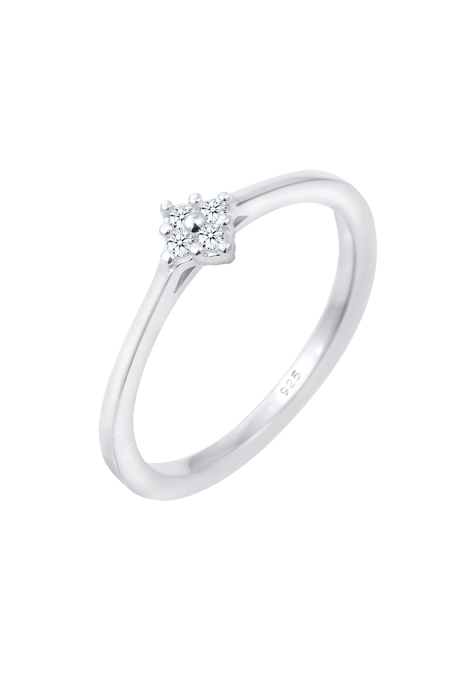 DIAMORE Ring Damen Verlobung Klassisch mit Diamant (0.08 ct.) in 925 Sterling Silber
