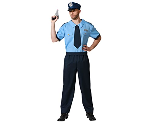 Atosa Offizielles Kapitän Polizei Kostüm für Herren Erwachsene Vollanzug Mütze T-Shirt Gürtel Und Hose Marineblau Für Halloween Karneval Und Party M-L