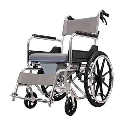 Zusammenklappbarer Selbstfahrender Rollstuhl Mit Toilette Mit Feststellbaren Handbremsen,20" Hinterräder,Schwenkbare Fußstützen,Leichte Rollstühle Für Behinderte Und Ältere Menschen