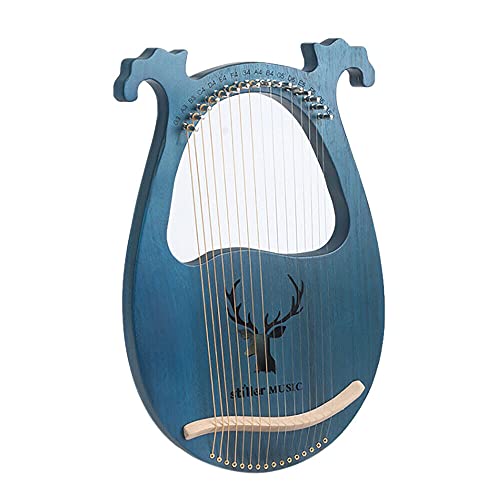 Harfe, Die Holz Leier 16 Saiten mit Stimmschlüssel für Anfänger Musikinstrument Tragbares Musikinstrument (Blau)