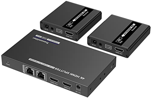 PremiumCord HDMI 1-2 Splitter + Extender über CAT6/6a/7, Ultra HD 4K@30Hz bei 70m, Metallgehäuse, 2 Empfänger mit Netzteilen, Dolby TrueHD, 3D, EDID, CEC, HDCP2.2