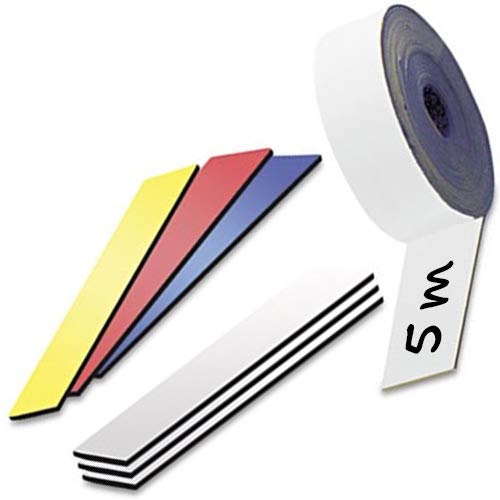 Magnetband Magnetstreifen farbig beschreibbar abwischbar - Breite 20mm - 5m Rolle - Kennzeichnungsband - Ideal zum Beschriften (mit Non-Permanent-Markern) oder farblichen Markierung von Lagerregalen Farbe:weiss