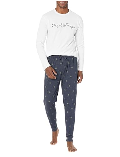 ORIGINAL PENGUIN Herren Jersey Langarmhemd und Jogginghose Set Pyjamaset, Multi, Medium