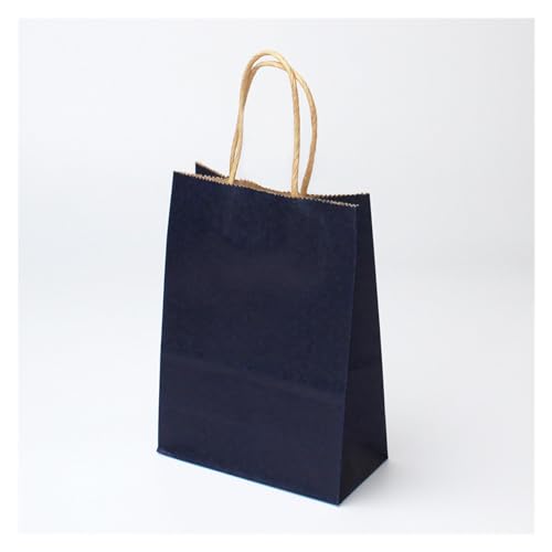 Geschenktüten Multifunktions-Soft-Farbe Papierbeutel mit Griffen Festival Geschenk-Beutel Einkaufstaschen Kraft Paper Bag Verpackung Präsenttüten (Color : Dark blue, Size : 25X33X12CM_20 PIECES)