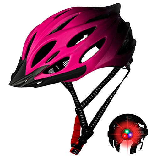Hihey Fahrradhelm für Herren und Damen EPS-Körper + PC-Schale integrierte Form MTB Helm mit Löchern Radhelm mit abnehmbarem Visier(Rosa)
