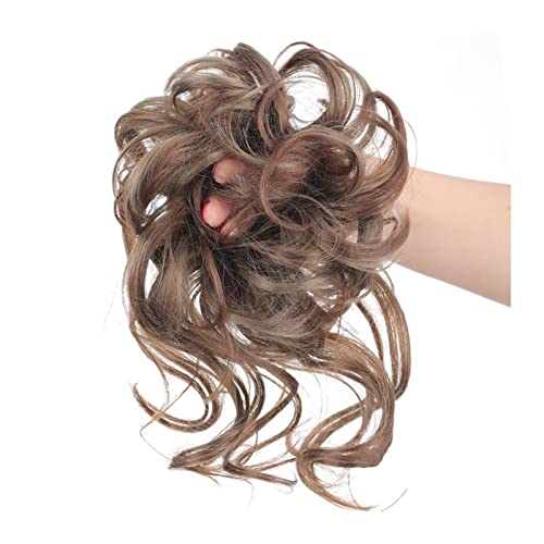 Smutsigt hårbulle Pieces Curly Chignon Donut Scrunchie for Frauen, unordentlicher Dutt, synthetische, zerzauste Hochsteckfrisur, Haarknoten, Verlängerung, elastisches Haarband Bulle-hår för kvinnor (