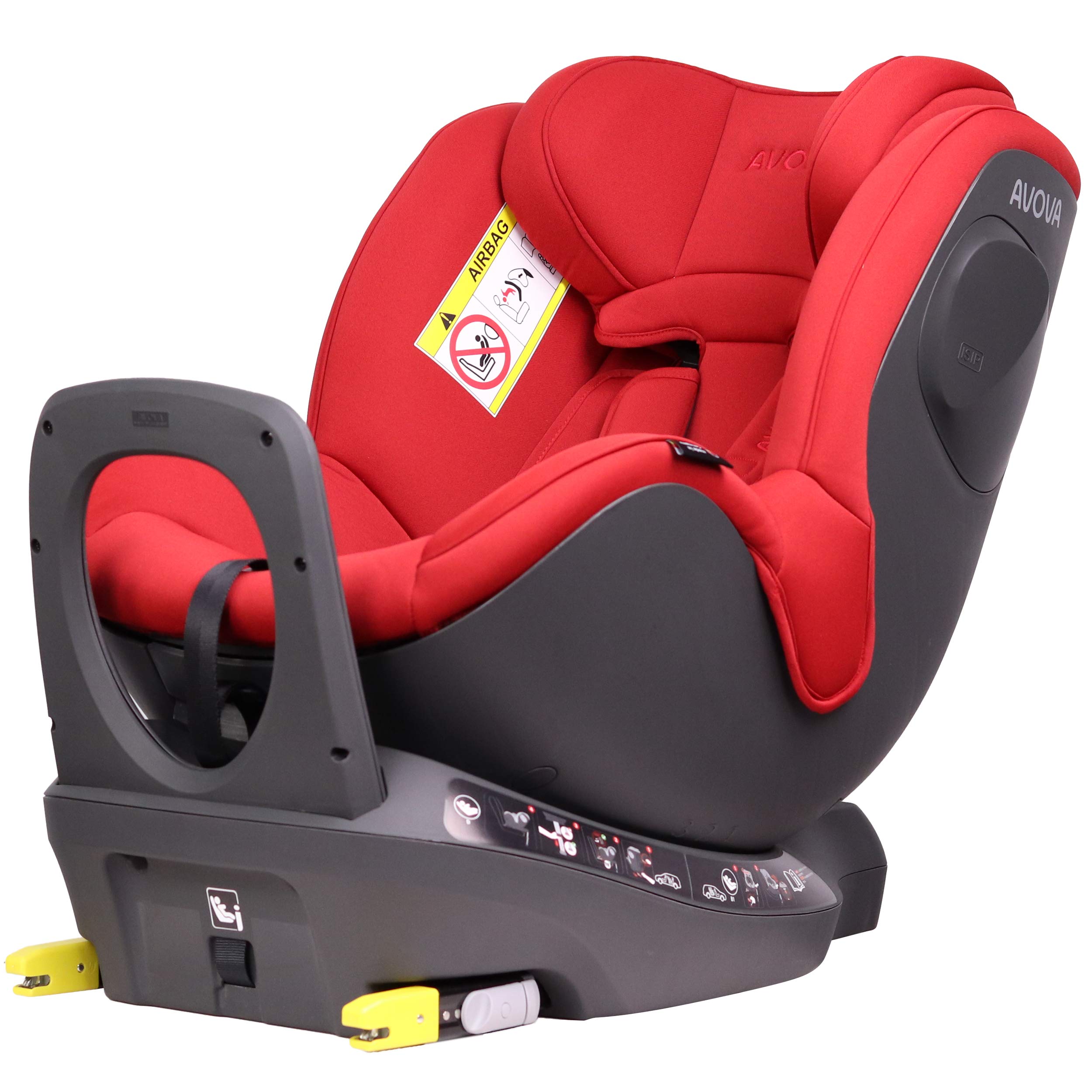 AVOVA Sperber-Fix i-Size Marple Red drehbarer Kindersitz | Premium-ISOFIX-Kindersitz Gruppe 0+, 1 | Geeignet für Kinder von der Geburt an von 40 bis 105 cm, ca. 20 kg | Babyautositz Babysitze Auto