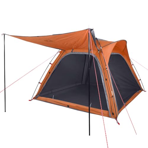 vidaXL Campingzelt 4 Personen Grau & Orange 240x221x160 cm 185T TAFT