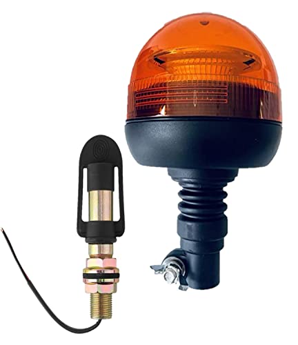 Matel Service Rundumleuchte orange, Warnleuchte mit flexiblem Fuß LED 12V 24V Für Straßenver 3 Funktionen R65 mit Aufsteckrohr Halterung