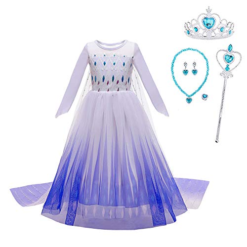 Yigoo Mädchen Prinzessin Kleid Kostüm Kleider Kinder Glanz Weihnachten Verkleidung Karneval Party Halloween Fest Blau 110