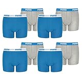 PUMA 8 er Pack Boxer Boxershorts Jungen Kinder Unterhose Unterwäsche, Farbe:417 - Blue/Grey, Bekleidung:176