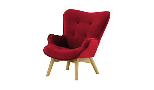 Nordville Bloomy Sessel Mini Für Kinder Kronos- Ohrensessel in Landhaus-Stil | Der perfekte Polstersessel für entspannte, Lange Fernseh- und Leseabende (Burgunderrot, Eiche hell)