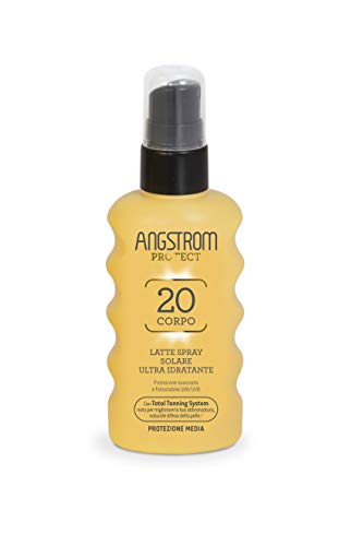 Angstrom Protect Sonnenmilch im Spray-Format, Sonnenschutz Körper 20+ mit feuchtigkeitsspendender und langlebiger Wirkung, geeignet für empfindliche Haut, 175 ml