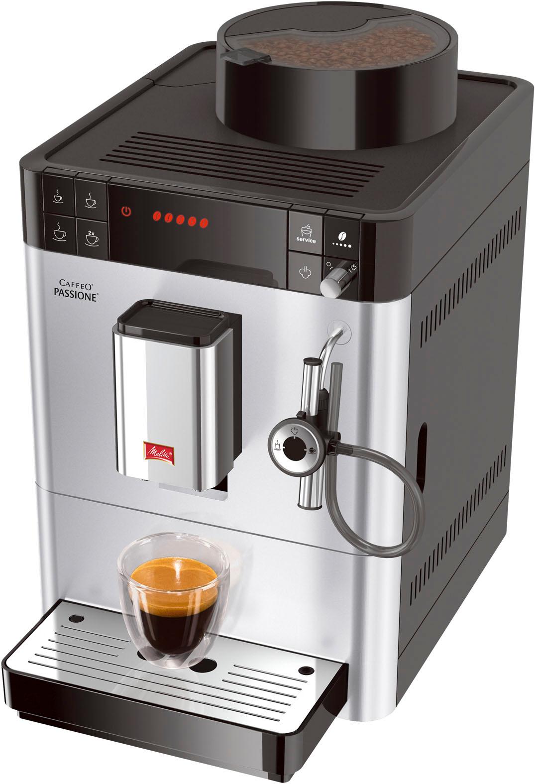 Melitta Kaffeevollautomat "Passione One Touch F53/1-101, silber", Tassengenau frisch gemahlen, Service-Taste für Entkalkung & Reinigung