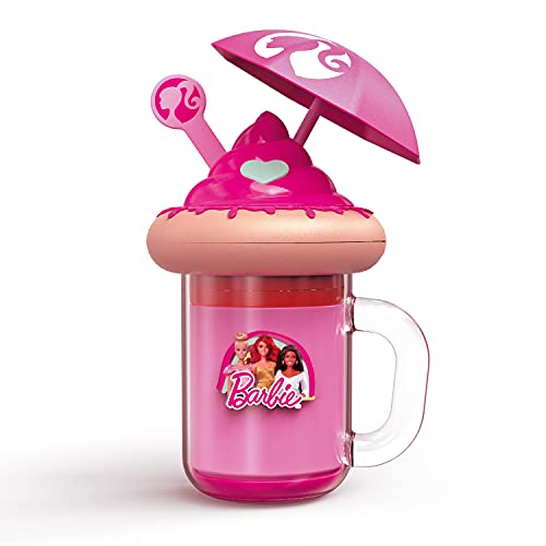Mondo 40004 Barbie Freakshake, Milchshake- und Strand-Set mit Kinderschminke, enthält Lipgloss, Blush, Applikatoren und Gesichtstuch, mit Geheimfach, Spielzeug ab 3 Jahre