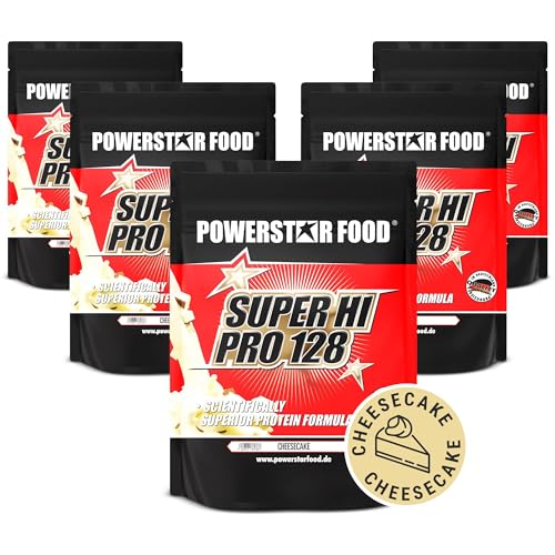 SUPER HI PRO 128 Pack | Premium Mehrkomponenten Protein | 84% Protein i.Tr. | Deutsche Herstellung | 5x1000g | Lemon-Cheesecake
