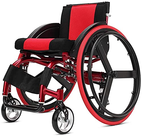 Senioren Rollstuhl Sport Erwachsene Manuelle Selbstangetriebene Leichte Faltbare Aluminium Stoßdämpfung Anwendbar Kinder Zerebralparese Super Light Red