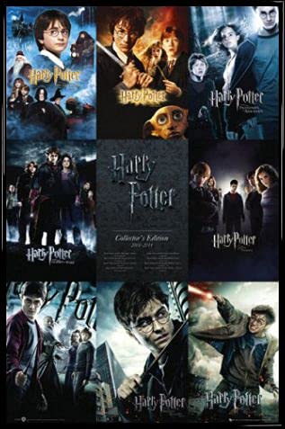 Harry Potter 1art1 Poster und Kunststoff-Rahmen - Alle Film-Plakate, In Englisch (91 x 61cm)