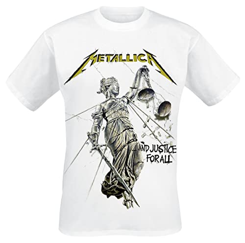 Metallica Justice Männer T-Shirt weiß XL 100% Baumwolle Band-Merch, Bands