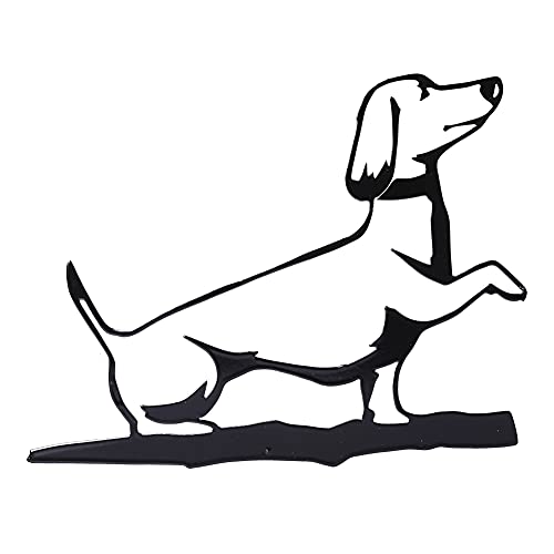DIYBravo Metall Hund auf AST sitzend, Art-Lebensechte Hundfigur Tier Silhouette Baum Kunst Stahl Hof Garten Dekoration, Wand Zaunpfahl Deko Statuen (Dachshund)