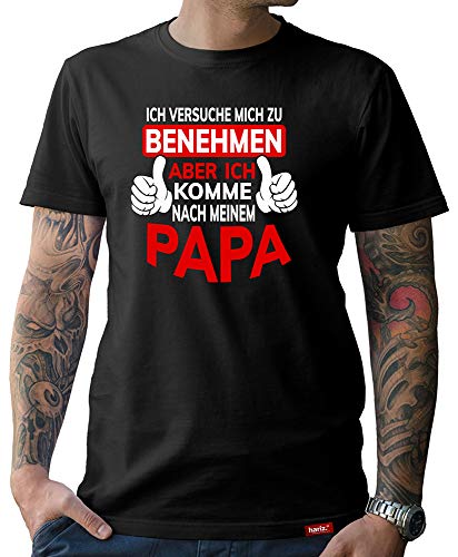 HARIZ Herren T-Shirt Papa Collection 36 Designs Wählbar Schwarz Vatertag Weihnachten Männer Geschenk Karte Urkunde Papa35 Ich Komme Nach Meinem Papa 4XL